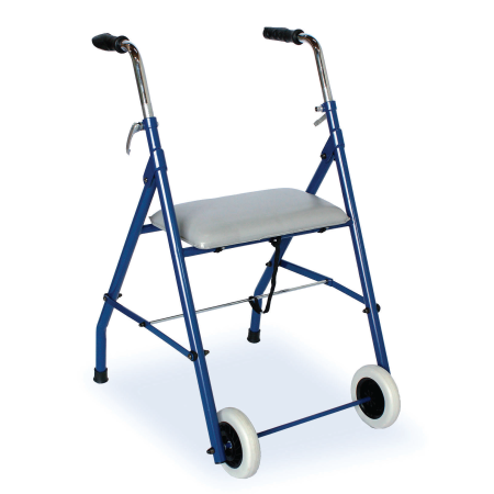 PMN MOVE - ROLLATOR pieghevole in acciaio con sedile - 2 ruote + 2 puntali posteriori