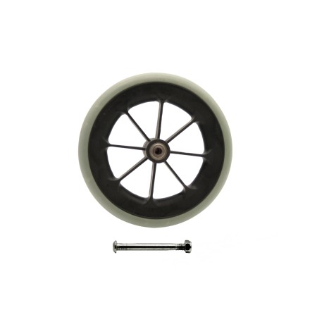RUOTA DIAM.MM.300 (12" x 2.1/4") - COPERTURA PU SOFT - CON CUSCINETTI + ASSE"