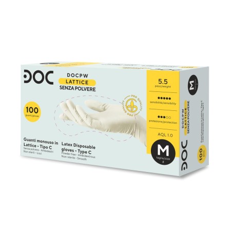 GUANTI MONOUSO LATTICE NON STERILI DOC PW POWDER FREE - CONF.100 PZ