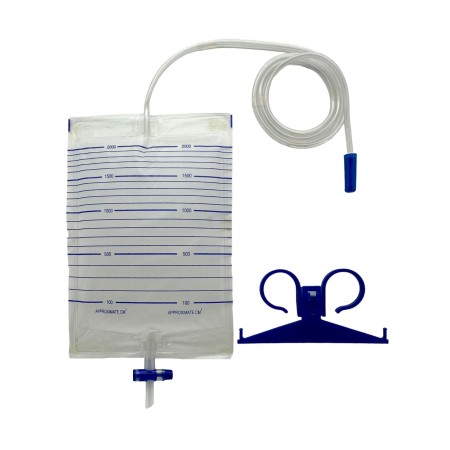 SACCA URINA LT. 2 TUBO CM. 130 - RUBINETTO SCARICO A T + VALVOLA ANTI REFLUSSO