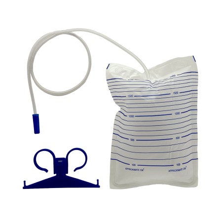 SACCA URINA LT. 2 TUBO CM. 90 - VALVOLA ANTI REFLUSSO - SENZA RUBINETTO SCARICO