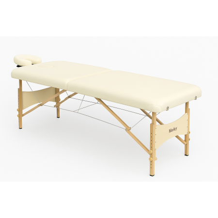 LETTINO IN LEGNO PIEGHEVOLE A VALIGIA - ALTEZZA REGOLABILE - mod.MORLEY - Col.CREME Cm.190x65x60/82h