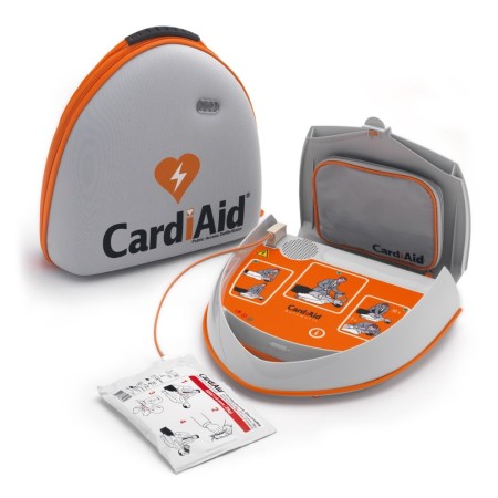DEFIBRILLATORE SEMIAUTOMATICO ESTERNO DAE CARDIAID CT0207RS CON PIASTRE + KIT EMERGENZA