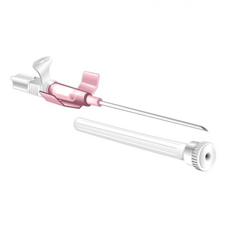 AGO CANNULA STERILE MONOUSO CON ALETTE + VALVOLA G20x32 MM.1.1 - ROSA - CONF 100 PZ