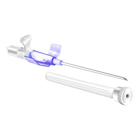 AGO CANNULA STERILE MONOUSO CON ALETTE + VALVOLA G22x25 MM.0.9 - BLU - CONF.100 PZ